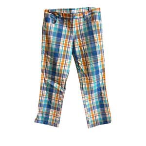 Abercrombie & Fitch Vintage Plaid Pants Blue Orange White Size 4